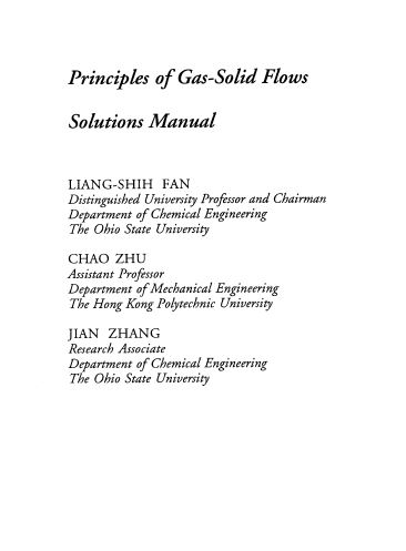 [Solution Manual] Principles of Gas-Solid Flows - Pdf